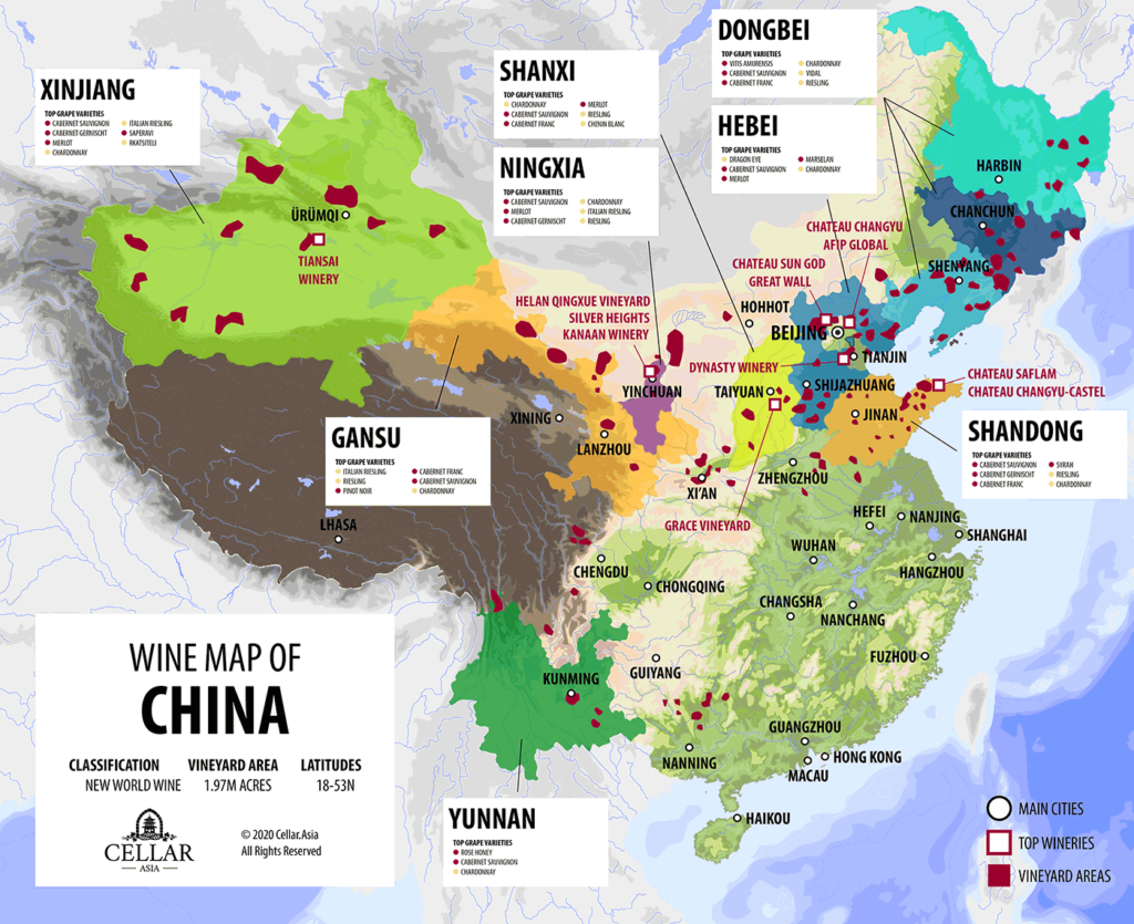 中国のワイン生産地