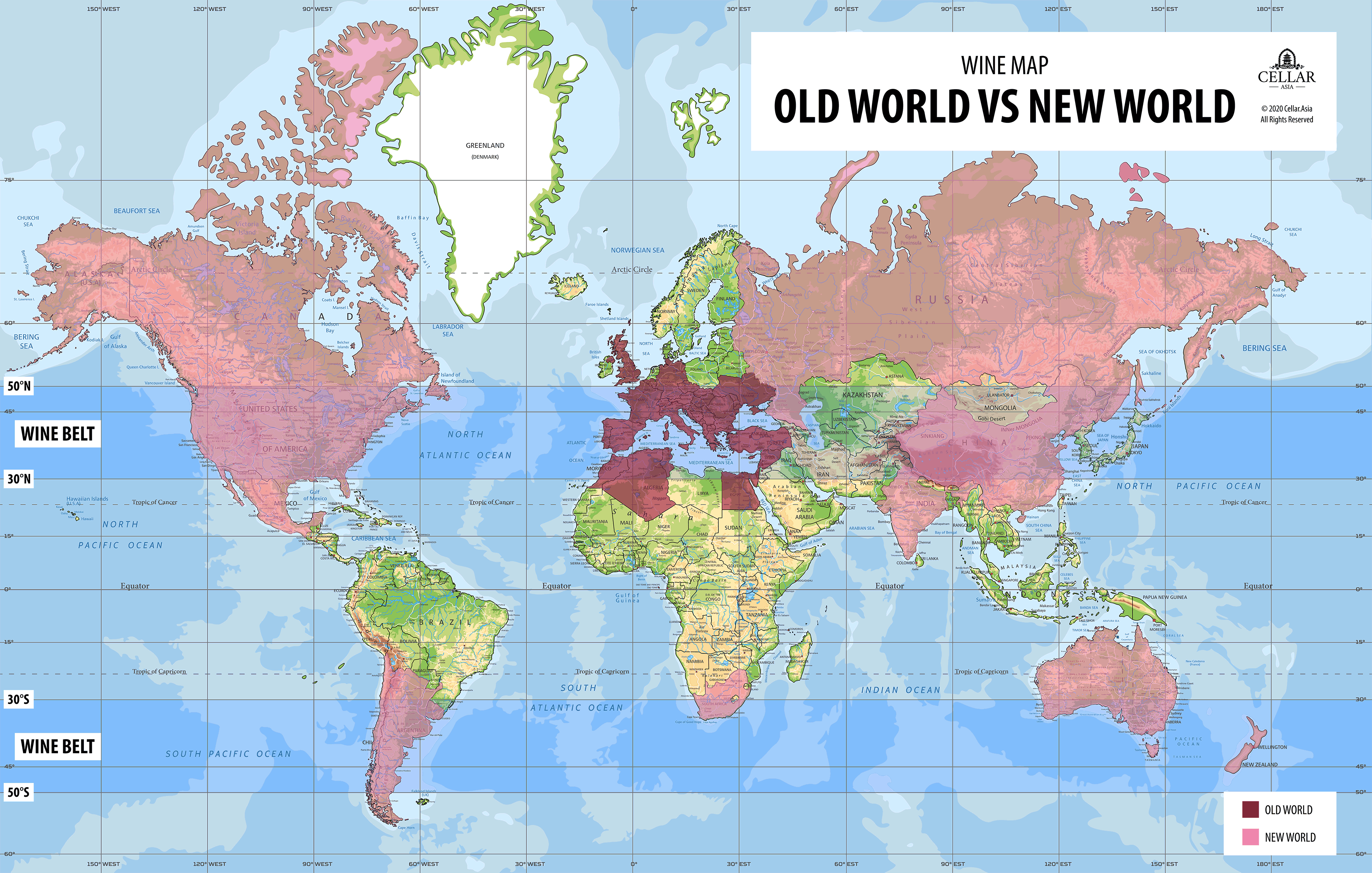 Cellar Asia Old World VS New World Wines Map 3600 
