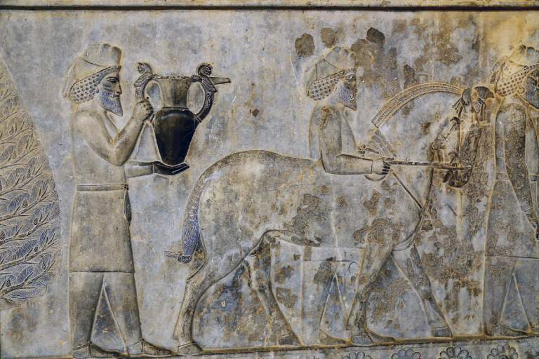 A bas-relief depicting Armenians bringing their famous wine to the king, at the Apadana
