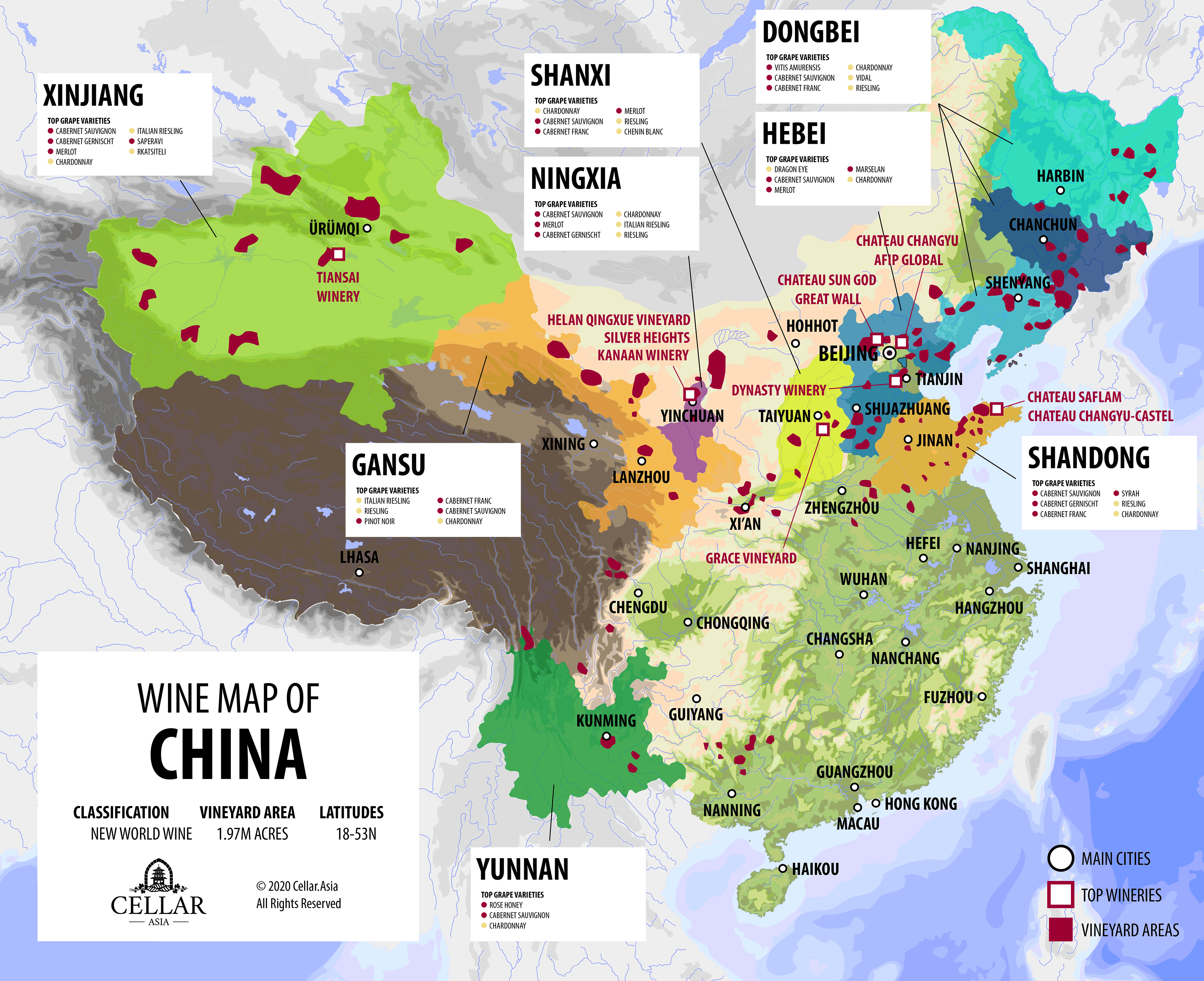 中国のワイン生産地 中国のワインマップと地域別ガイド